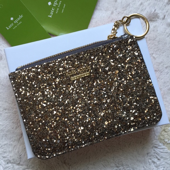 Kate Spade NWT Bitsy Laurel Way Glitter Gunmetal Silver Gold teensy bits - Picture 2 of 13